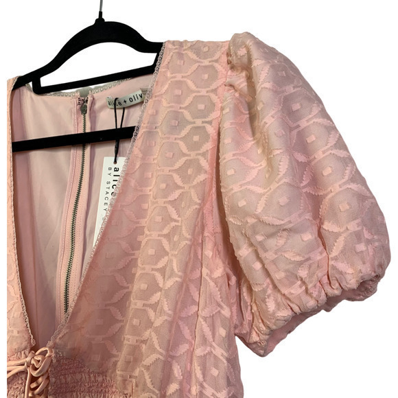 ALICE + OLIVIA English‎ Rose Jacquard Tiered Silk Midi Dress - NWT - Picture 6 of 13